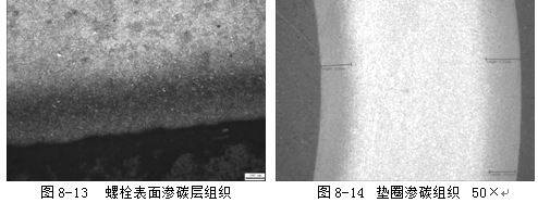 墊圈因硬度低進(jìn)行滲碳處理，滲碳處理后的滲碳組織見(jiàn)圖